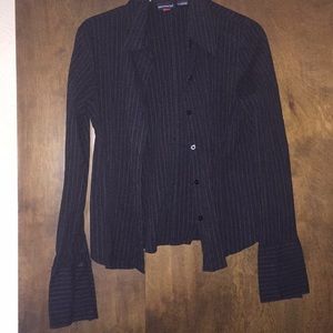 Black Pinstriped Button Down Top